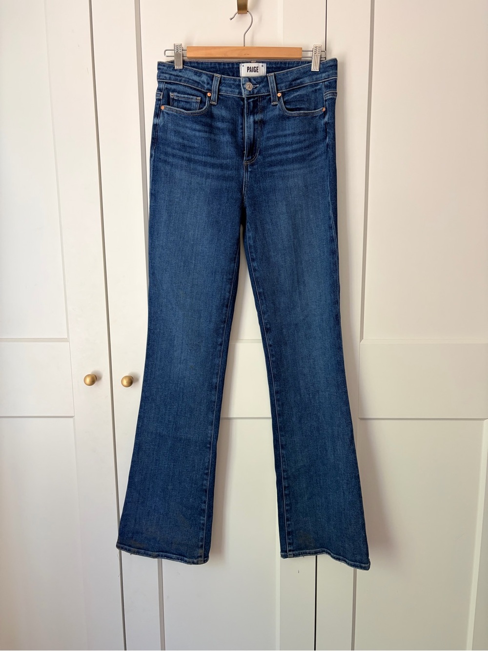 PAIGE High Rise Laurel Canyon Dark Blue High-Rise Flare Jeans | 28